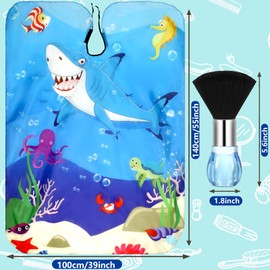 FEBSNOW Kids Hair Cutting Cape,Professional Kids Barber Cape and Neck Duster Brush Cartoon Hairdresser Apron with Adjustable Closure for Children Salon Barber Supplies for Kids & Adults 55x39 Inches