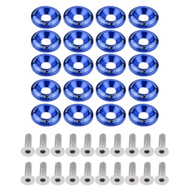 Juego de 20 piezas de aluminio para arandela de parachoques, arandela de parachoques, tornillo para la bahía del motor, color azul