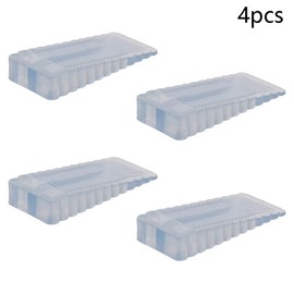 MroMax 4Pcs Door Stop 95x40x15mm Heavy Duty Simple Doorstop Floor Mount Solid Rubber Pad for Home Office Hotel Workstation Carpet Hardwood or Tile Large Clear