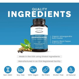 Thomas' all-natural Remedies Organic Ashwagandha Stress Support Supplement,...