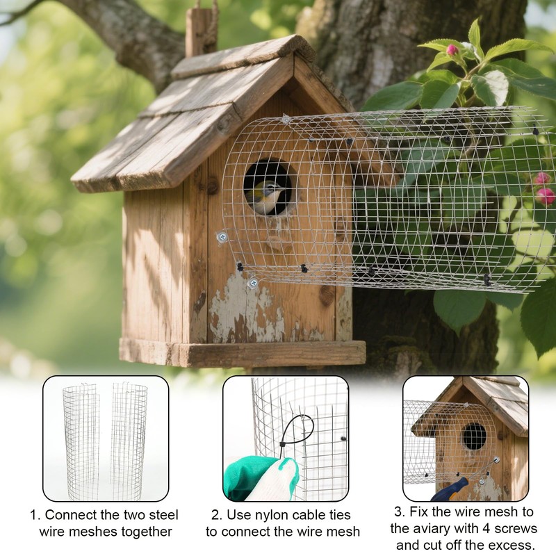 Gosknor 2pcs Bluebird House Predator Guard, Stainless Steel Bird House