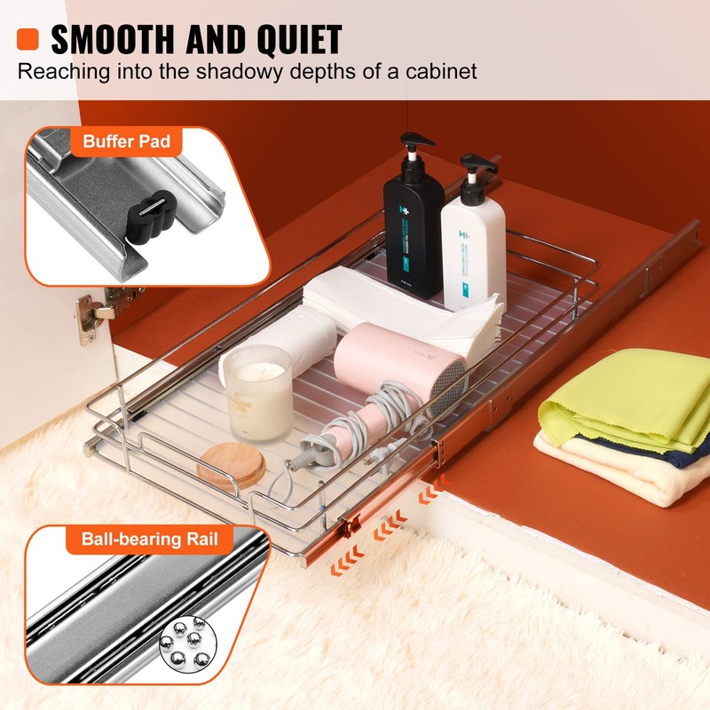 Happybuy 11" W x 21" D Pull Out Cabinet Organizer