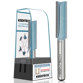 KEENTECH Router Bits, C4 Grade Carbide Tipped Straight Bit for General Routing, Industrial Grade Cutting Tools for Woodworking (1/4 Inch Shank x 3/8 Inch Diameter x 1-3/16 Inch Depth, KT01020604)