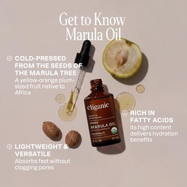 Cliganic Aceite de Marula Orgánico 100% Puro – 59 ml (2 oz) – Certificado USDA – Vegano, Sin OMG, Prensado en Frío – Para Piel y Cabello