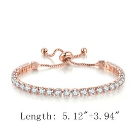 2Pcs Set Cubic Zirconia Crystal Classic Tennis Chain Adjustable Wide Thin Wrap Bracelets for Women Gifts Jewelry Colorful Sparkling Shiny Dainty Elegant Statement-Gold