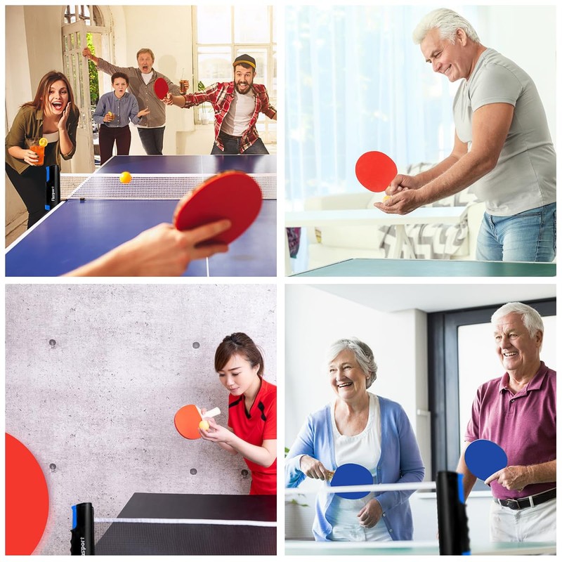 FBSPORT Ping Pong Paddle Set, Table Tennis Set with 4