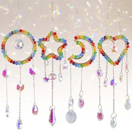 Pack of 4 Suncatcher Crystal Window, Rainbow Hanging Crystals Decoration, Crystal Suncatcher Pendant, Window Decoration, Hanging Rainbow Crystals Pendant for Room, Garden Decoration