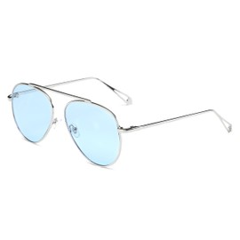 Cramilo Circle Retro Vintage Metal Frame Colored Lens Round Aviator Sunglasses