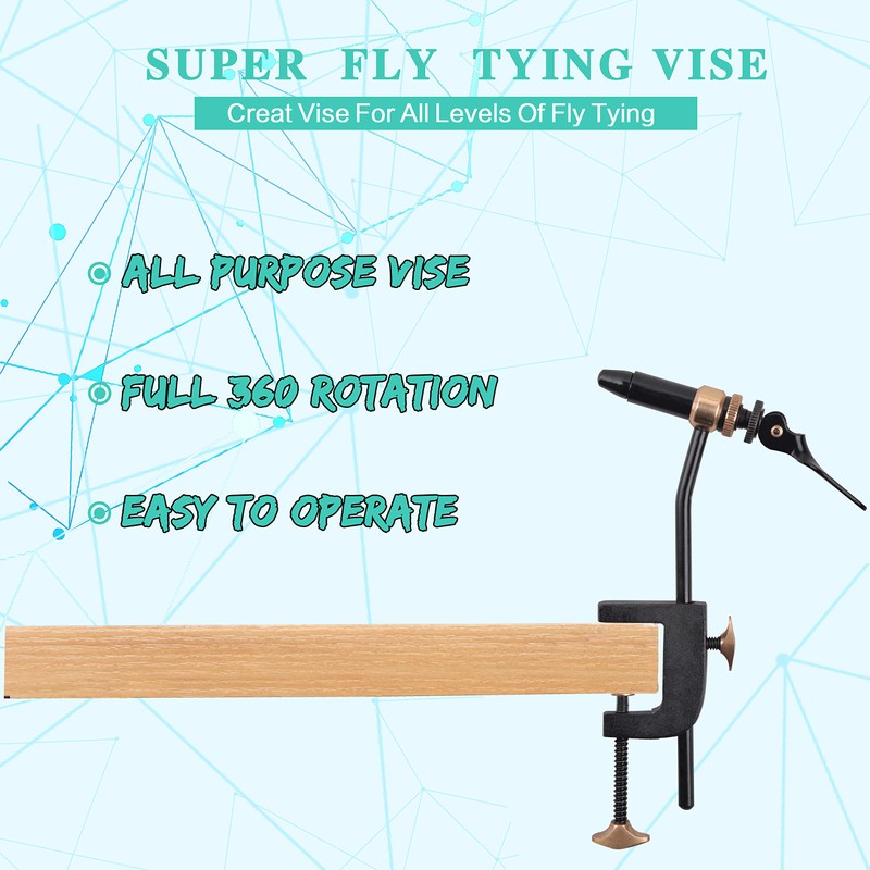 Rotary Fly Tying Vise, 360°Rotating Fishing Vise Clamp Practical Jig