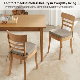 SM-XLHN Unique Design Dining Chair Cushions Set of 4 for Kitchen Chair, Soft Non-Slip Memory Foam Indoor Seat Cushions with Ties for Indoor, Dining, Kitchen, 15.5"x15.5" x 2" Khaki