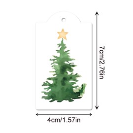 60 Pcs Christmas Hanging Gift Tags with String, Green Christmas Tree Holiday Small Cards, Gift Decoration Hanging Tags, Box Decoration