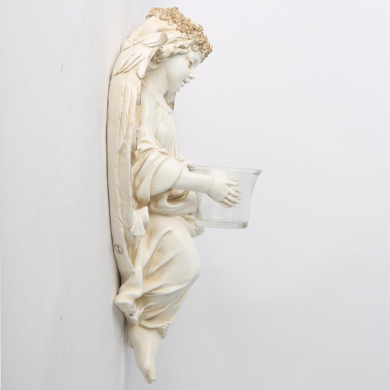 BC Home Decor Angel Statue, Guardian Angel Candle Holder Tea