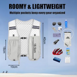 Running Vest for Men and Women, 5 L Lightweight Hydration Backpack Trail Backpack Adjustable Hydration Vest Reflective Running Vest Hydration Backpack for Jogging, Trail Running, Bike, Marathon (Grey)