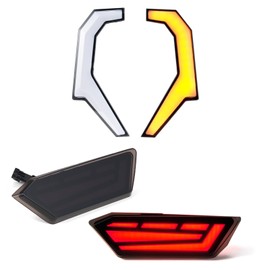 AUPOWER Smoked LED Tail Lights & Fang Accent Lights with Amber Turn Signals Lamps for 2014-2018 Polaris RZR XP 1000, Rear Brake Lights for 2015-2020 RZR 900 900S Accessories DRL(2PCS)