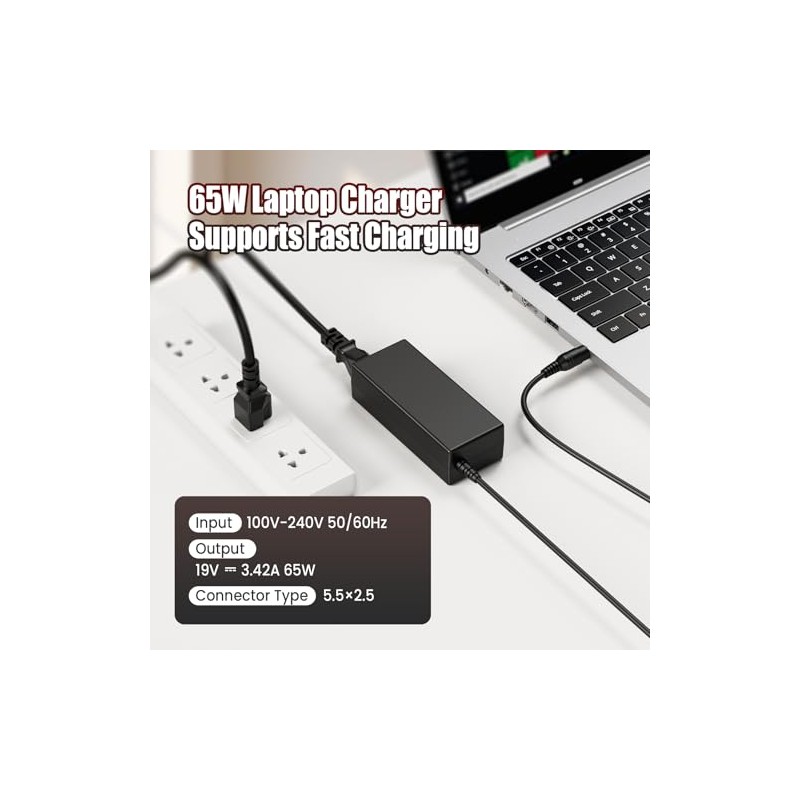 Adaptador Cargador CA de 19V 3.42A 65W para laptop Acer