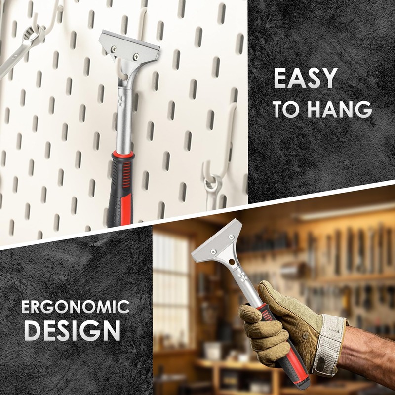 ORIENTOOLS Heavy Duty 4-inch Razor Blade Scraper with Long-Handle, Cleaning