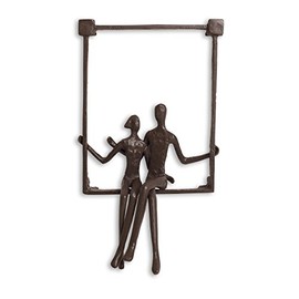 Danya B. ZI15214 Hanging Metal Wall Art Iron Sculpture - Couple Sitting on a Window Sill