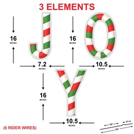 Christmas JOY Yard Sign, Candy Cane Striped Lawn Decoration with Stakes, Waterproof Outdoor Holiday Garden Patio Porch Walkway Xmas Décor