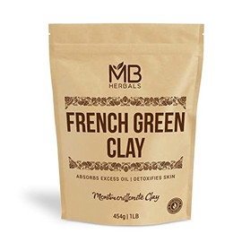 MB Herbals Arcilla Verde Francesa 1 Lb | 16 Oz (Una Libra) | Arcilla Montmorillonita 100% Pura | Para Mascarillas Faciales Y Elaboración De Jabón