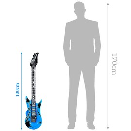 ADQUATOR 4pcs 100cm Guitar and 35cm Microphone Inflatable Balloons, Rock and Roll Musical Instruments Set for Adult Kid Party Props Decorations