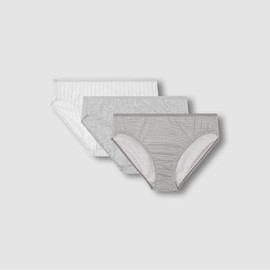 JAJU [JAJU] Women's Cotton Stripe Hipster Panties 3-Pack_Grey