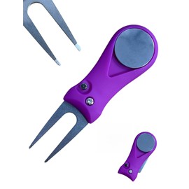 Golf Pitchmark Repairer Purple Divot Tool Repair Magnetic Ball Marker Flip Pocket Golf Accessories Pitch Mark