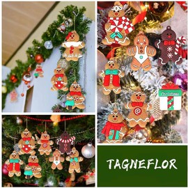 TAGNEFLOR 20 Adornos Hombre de Jengibre Navideños,Bonitos Adornos de Pan de Jengibre con Cuerda,para Adorno navideños de Interior y Exterior (A)
