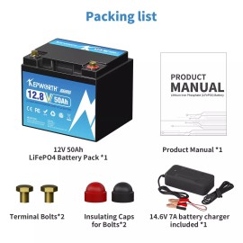 KEPWORTH LiFePO4 12V 50AH Deep Cycle 50A BMS Lithium Battery Solar 30lb Trolling Motor RV