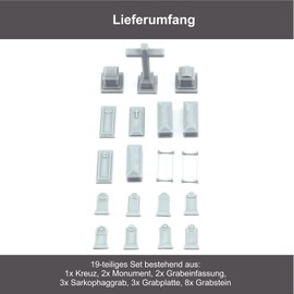 Overdrive-Racing Cemetery Gravestones Pack of 19 Graves Crosses Church Track H0 TT N 1:87 1:120 1:160, Size/Scale: H0-1/87