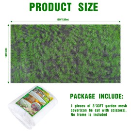 Woanger 10 x 100 FT Garden Netting Ultra Fine Mesh Bird Barrier Insect Netting for Raised Bed Vegetables Fruits Flowers Trees, Plant Row Cover for Garden Greenhouse Patio Protection (White)