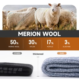 TIBISI Thermal Mens Socks Women,Merino Wool Socks,Warm Winter Thick Socks,Work Socks,Running Sports Hiking Walking Trainer socks Wool Socks- 3 pairs