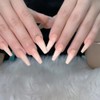 24 Pcs Pink False Nail Tip,Diamond False Nail Tip with