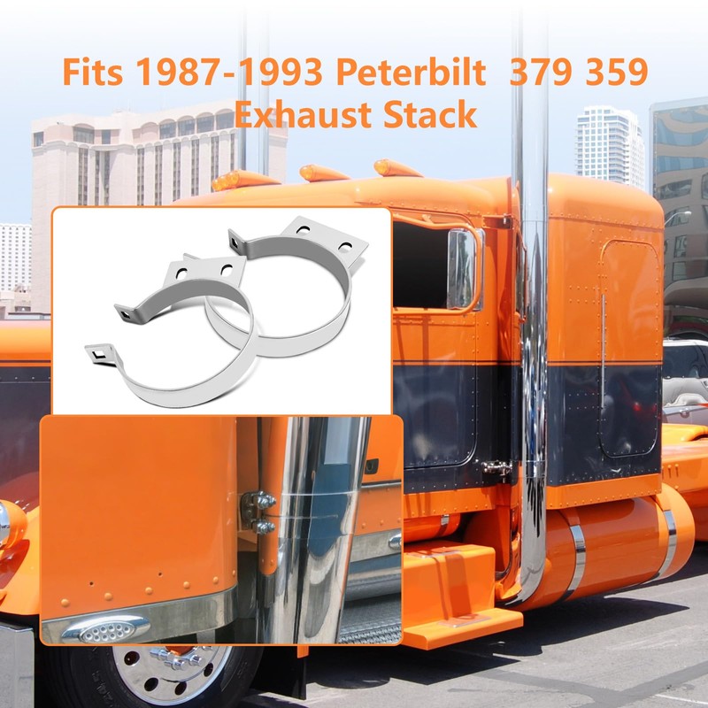 5" Exhaust Stack Mounting Bracket Kit - Compatible with Peterbilt