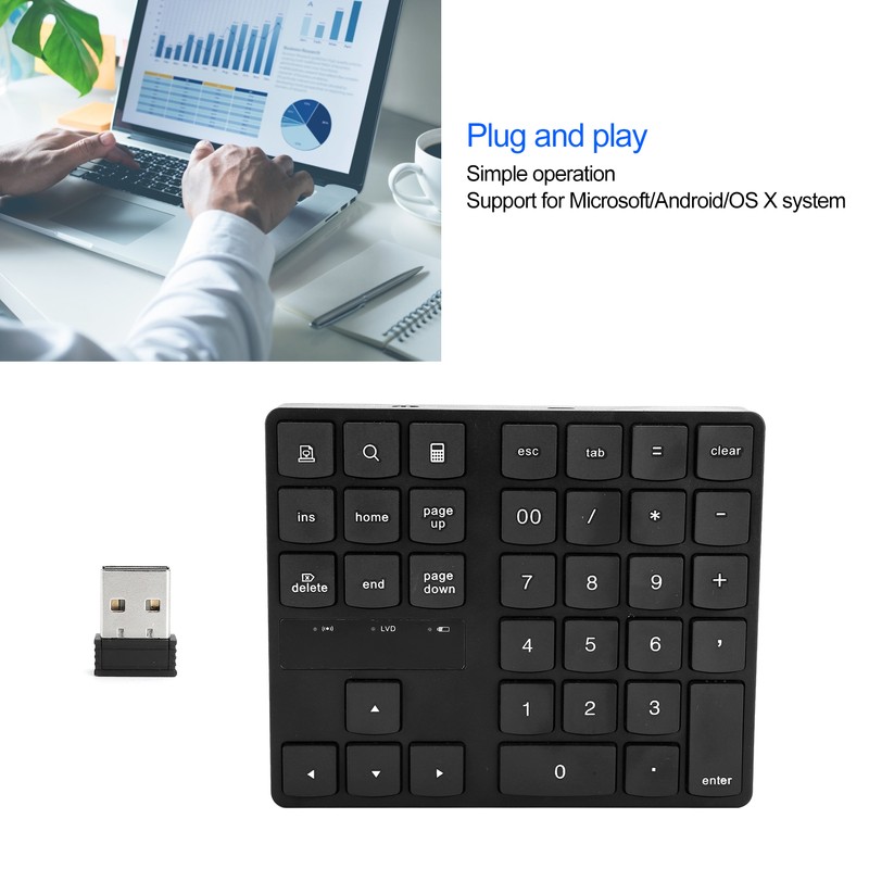Mini Numeric Keypad 35 Keys 2.4G Wireless Ultra Slim Portable