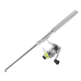 Voluxe Mini Pen Shape Fishing and Reel Combinations, Pocket Fishing Rod with Reel Wheel, Ultralight for Sea Fishing, for River Fishing, Rock Fishing (Silver)