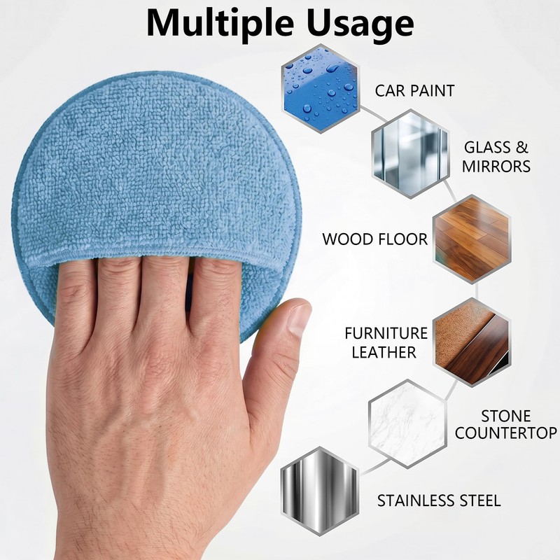 6Pcs 5-Inch Microfiber Foam Wax Applicator Pads with Finger Pocket