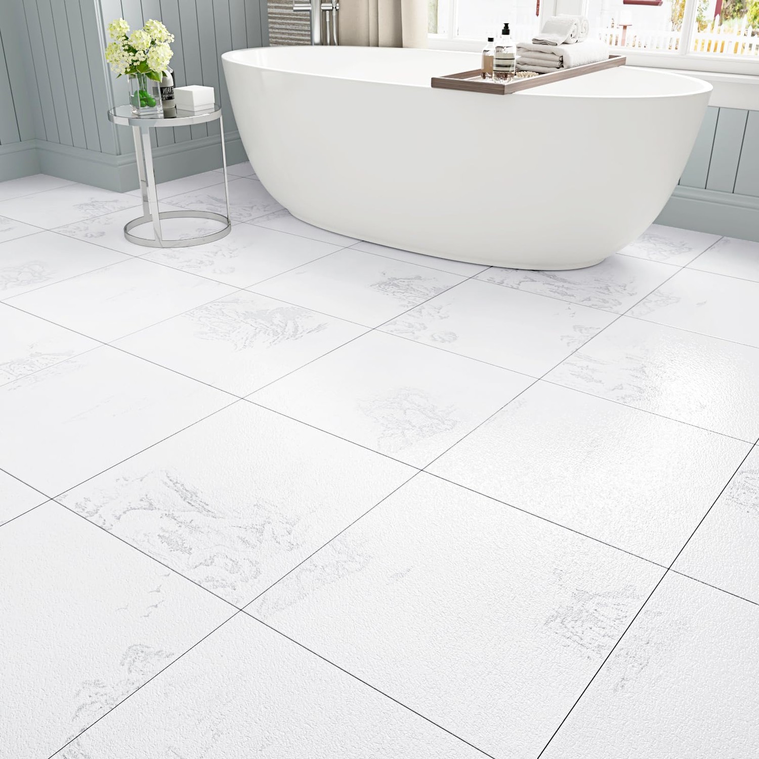 WESTICK 20 Pcs Bathroom Marble Floor Tiles Peel and Cote dIvoire WESTICK 20 Pcs Bathroom Marble Floor Tiles Peel and Cote dIvoire