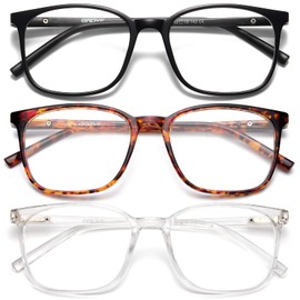 Gaoye 3 Pack Blue Light Blocking Glasses Women/Men, Computer Gaming Fake Eyeglasses Anti UV Ray-Spring Hinge