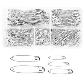 380 Piece Safety Pins Set in Black - 5 Sizes (28 mm, 32 mm, 38 mm, 45 mm, 55 mm) - Ideal for Sewing, Crafts and DIY Projects
