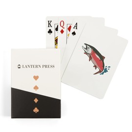 Lantern Press Salmon with Splash, Icon (52 Playing Cards, Poker Size Card Deck with Jokers)