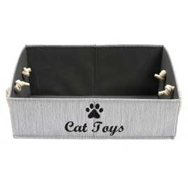 Geyecete Large cat Toys Storage Bins - Foldable Fabric Trapezoid Organizer Boxes with Weave Rope Handle, Collapsible Basket for Shelves,cat Toys,cat Apparel & Accessories
