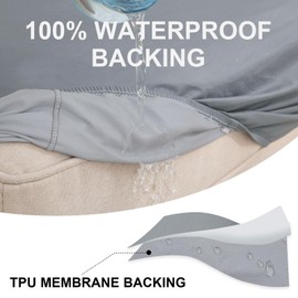 hyha Waterproof Couch Cushion Covers, Replacement Chair Soft Flexibility Stretch Sofa Seat Cushion Slipcovers for Pets with Elastic Bottom (Small, Grey)