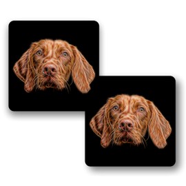Fractal Artworks Hungarian Vizsla Coaster Set of 2 with Fractal Art Design 1-1