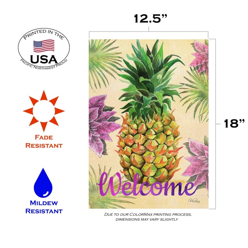 Toland Home Garden 1112294 Welcome Floral Pineapple 12.5 x 18