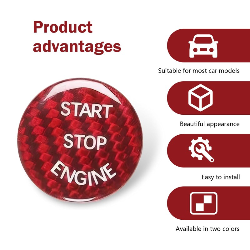 Merdege Car Push Start Button Cover, Ignition Button Cover Replacement,