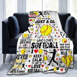 Magazasi Softball Blanket Gifts for Girls Women Ultra Soft Flannel Softball Throw Blanket Softball Accesories Gifts for Softball Team Softball Lovers 50"X40"INCH