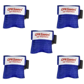 CPR Savers & First Aid Supply CPR Face Shield Mask Keychain Kit for CPR Training and Rescue (5, Blue)