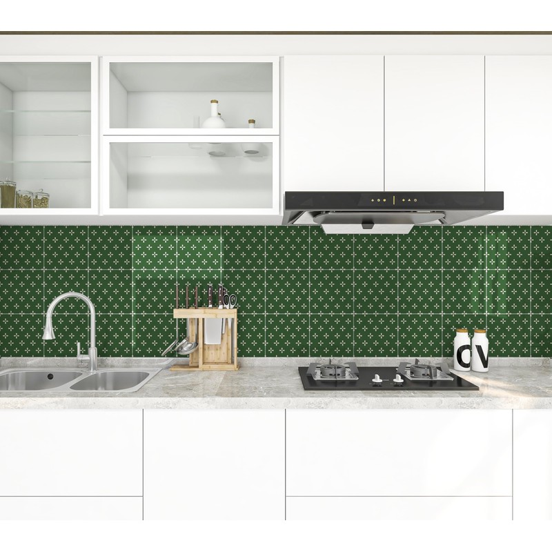 COLAMO Luxury 10-Sheet Glossy Green Peel and Stick Backsplash,Adhesive Faux