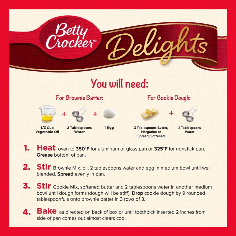 Betty Crocker Cookie Brownie Bars Mix Pack of 8 Quick