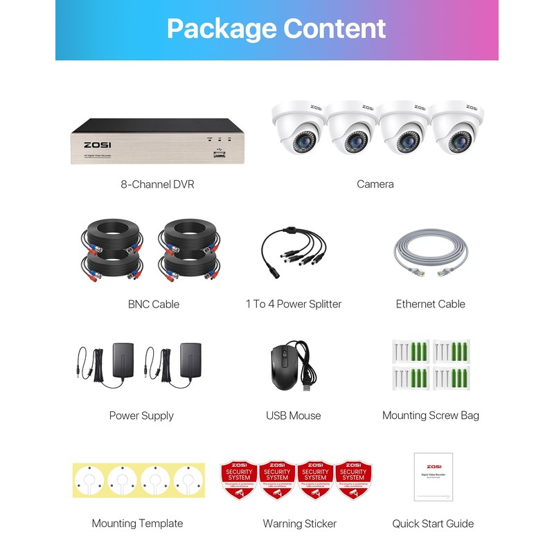 ZOSI 3K Lite 8CH H.265+ Home Security Camera System with